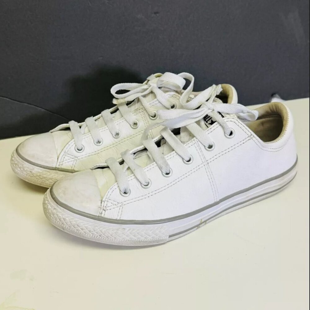 Converse Mens Chuck Taylor Madison Ox Sneakers 654220C White Leather Size 6